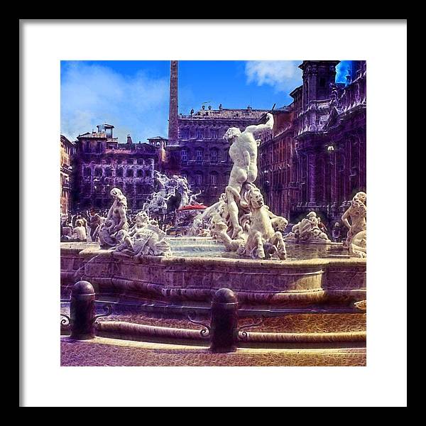 Vintage Travel Italian Fountain - Framed Print