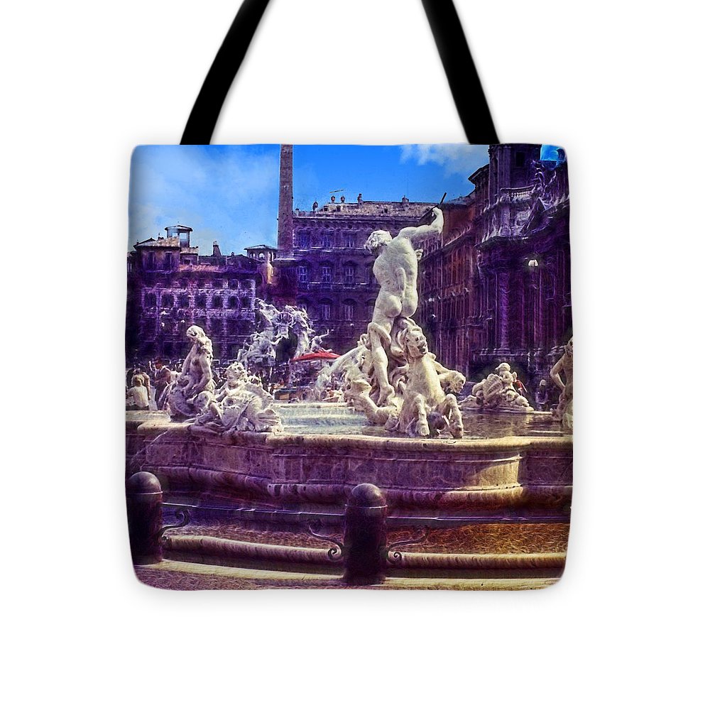 Vintage Travel Italian Fountain - Tote Bag