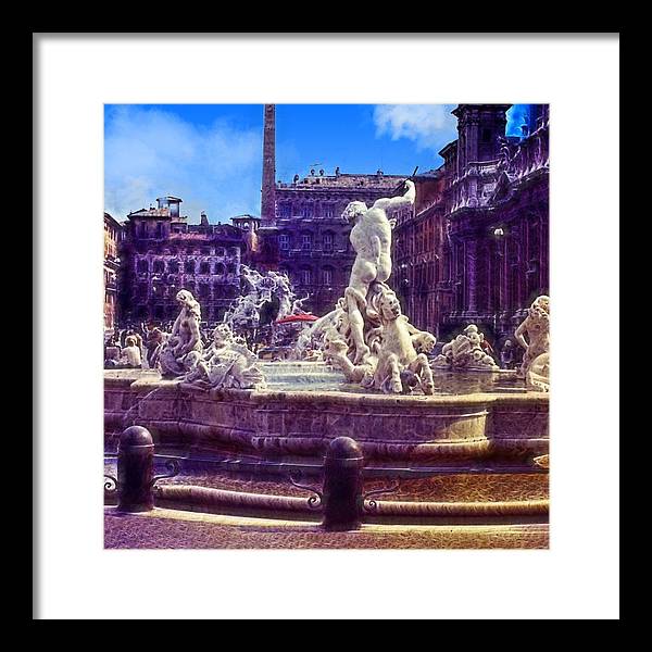 Vintage Travel Italian Fountain - Framed Print