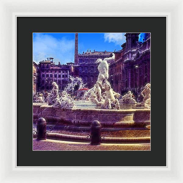 Vintage Travel Italian Fountain - Framed Print