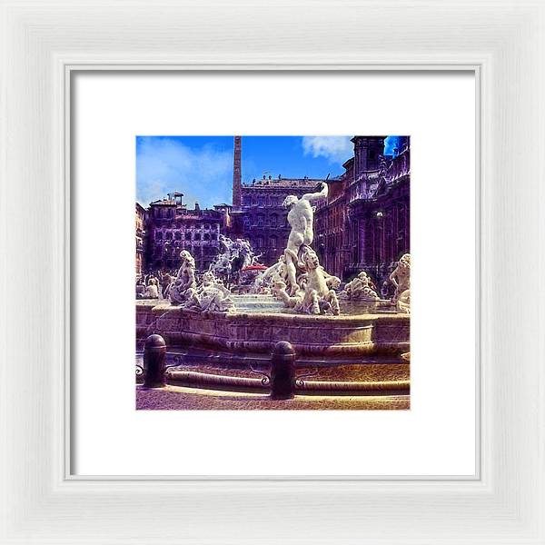 Vintage Travel Italian Fountain - Framed Print