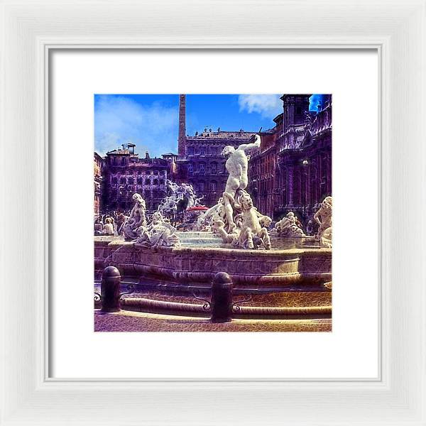 Vintage Travel Italian Fountain - Framed Print