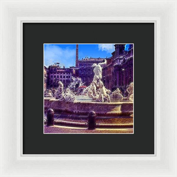 Vintage Travel Italian Fountain - Framed Print