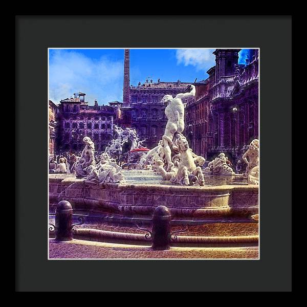 Vintage Travel Italian Fountain - Framed Print