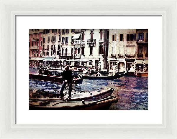 Vintage Travel on A Venice Canal - Framed Print