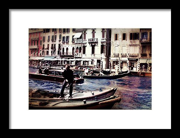 Vintage Travel on A Venice Canal - Framed Print
