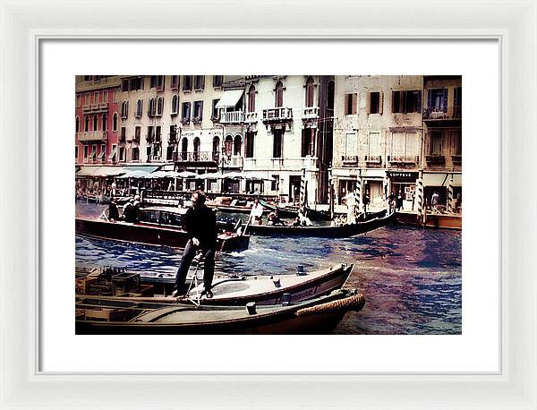 Vintage Travel on A Venice Canal - Framed Print