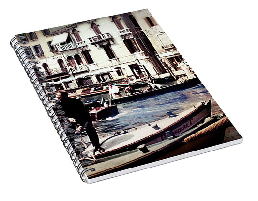 Vintage Travel on A Venice Canal - Spiral Notebook