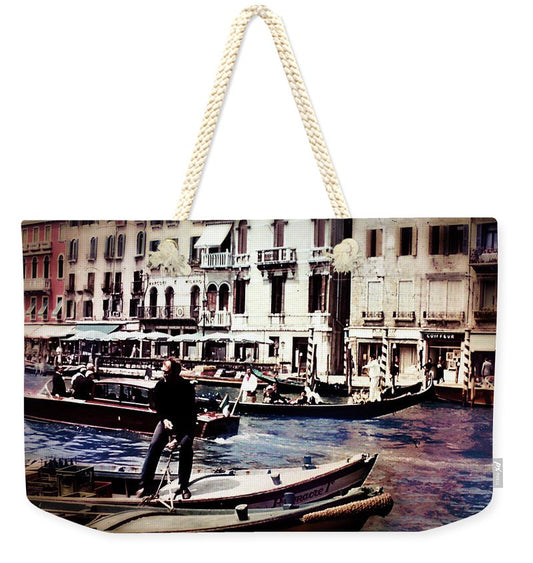 Vintage Travel on A Venice Canal - Weekender Tote Bag