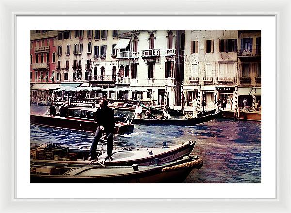 Vintage Travel on A Venice Canal - Framed Print