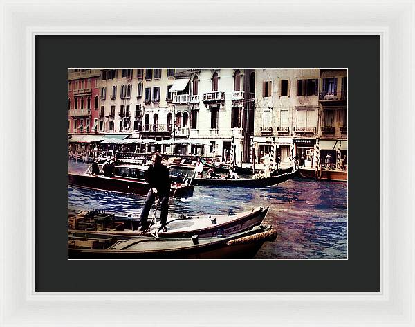 Vintage Travel on A Venice Canal - Framed Print