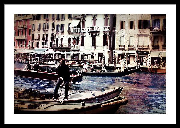 Vintage Travel on A Venice Canal - Framed Print
