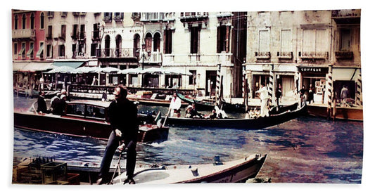 Vintage Travel on A Venice Canal - Bath Towel