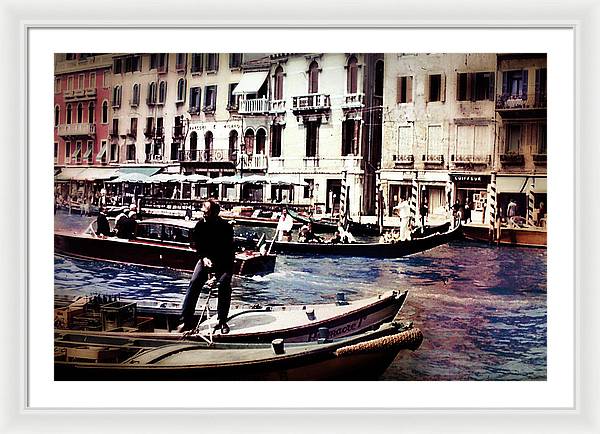Vintage Travel on A Venice Canal - Framed Print
