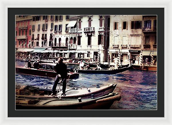 Vintage Travel on A Venice Canal - Framed Print