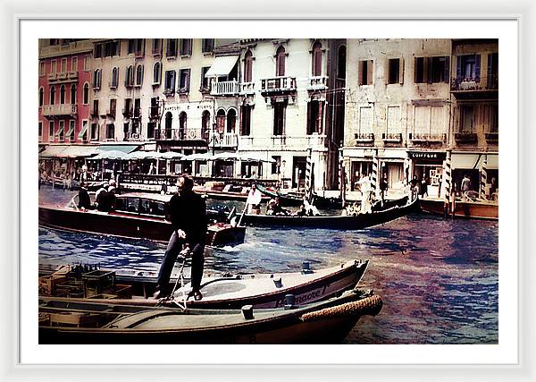 Vintage Travel on A Venice Canal - Framed Print