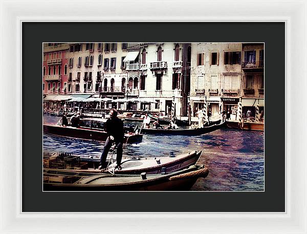 Vintage Travel on A Venice Canal - Framed Print