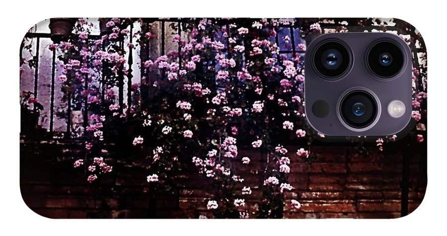 Vintage Travel Pink Roses on a Spanish Balcony - Phone Case