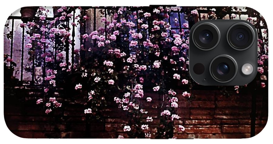 Vintage Travel Pink Roses on a Spanish Balcony - Phone Case