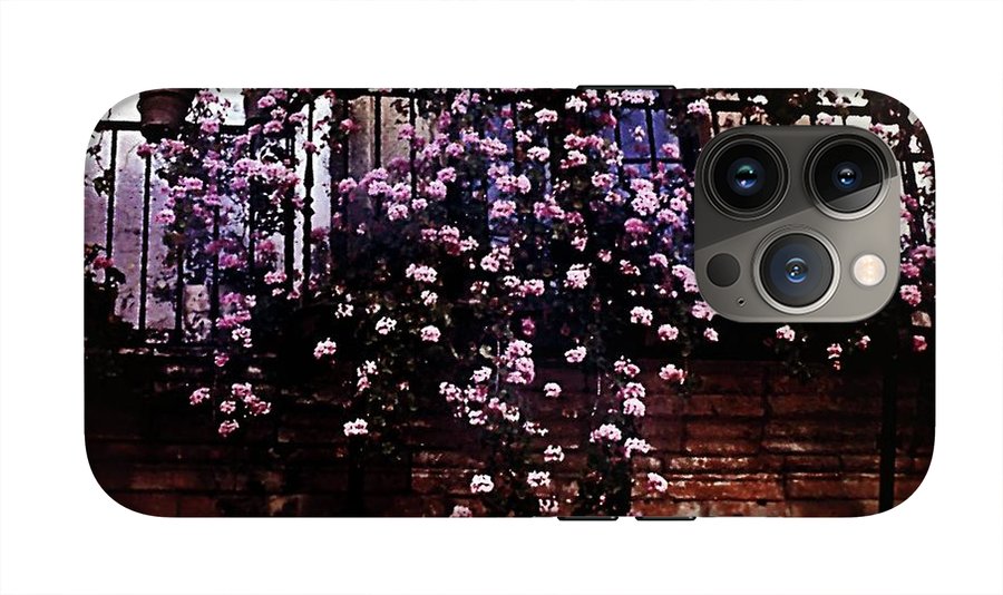 Vintage Travel Pink Roses on a Spanish Balcony - Phone Case