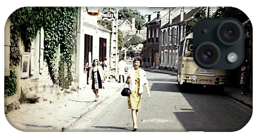 Vintage Travel Shopping on a Paris Street - Phone Case