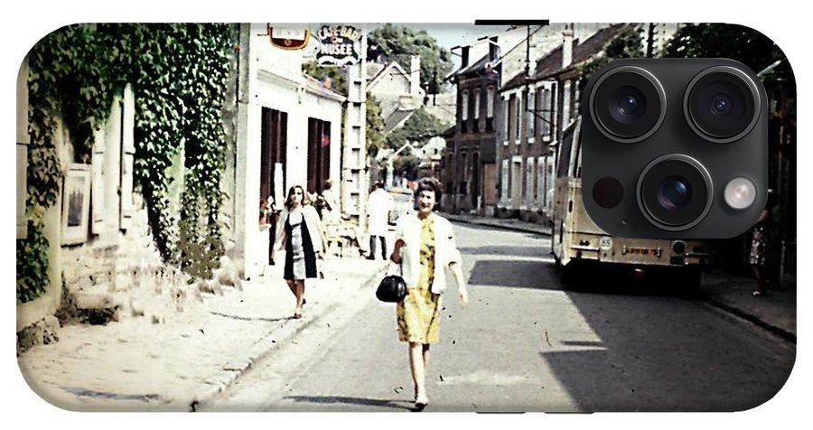 Vintage Travel Shopping on a Paris Street - Phone Case