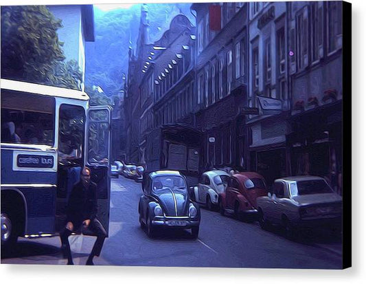 Vintage Travel Street Open Bus Door - Canvas Print