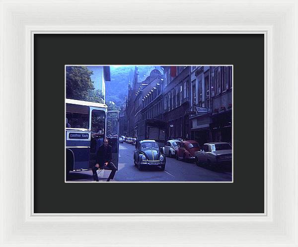 Vintage Travel Street Open Bus Door - Framed Print