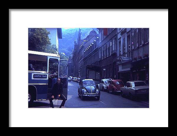Vintage Travel Street Open Bus Door - Framed Print