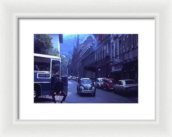 Vintage Travel Street Open Bus Door - Framed Print