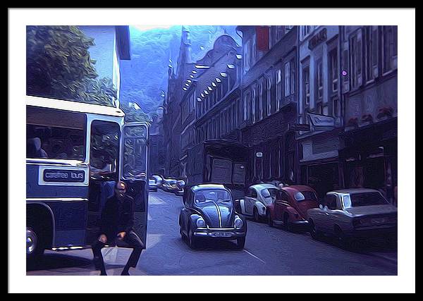 Vintage Travel Street Open Bus Door - Framed Print