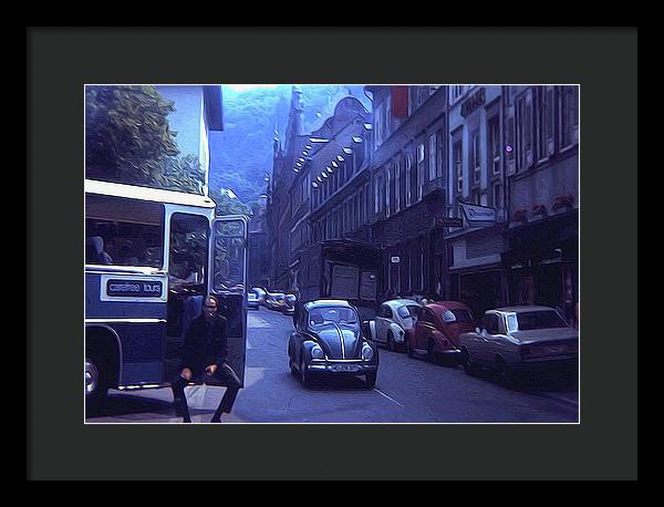 Vintage Travel Street Open Bus Door - Framed Print