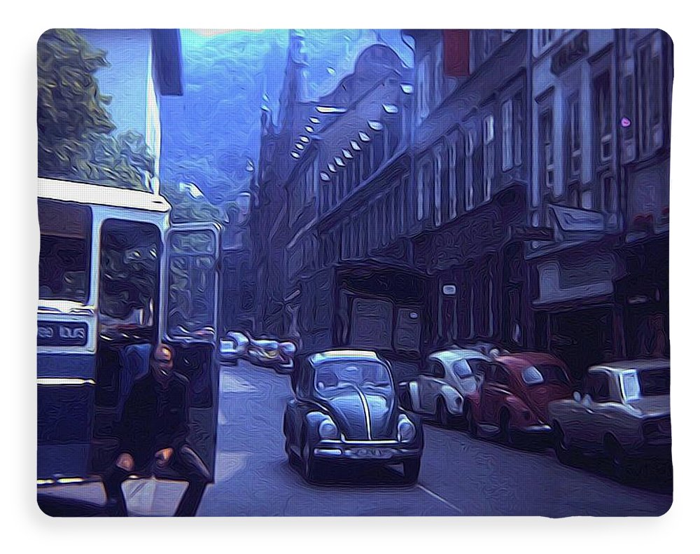 Vintage Travel Street Open Bus Door - Blanket