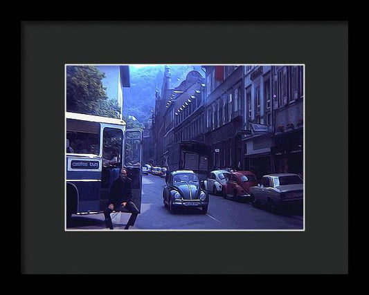 Vintage Travel Street Open Bus Door - Framed Print