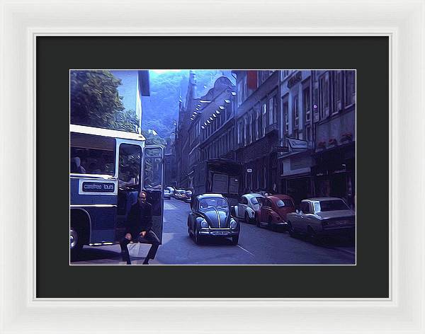 Vintage Travel Street Open Bus Door - Framed Print
