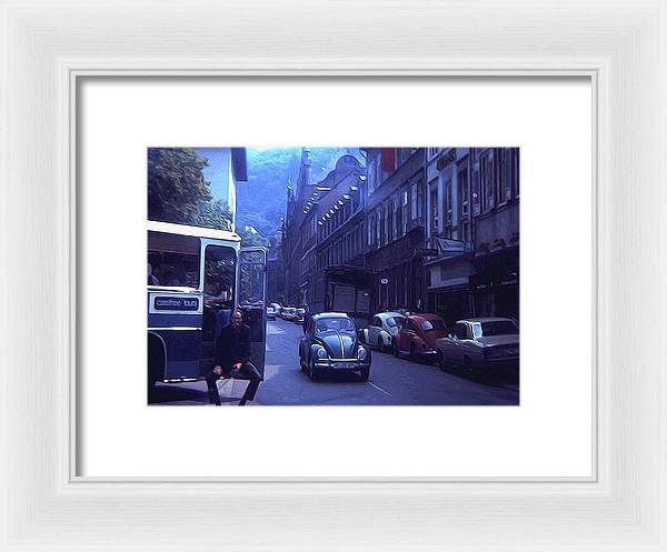 Vintage Travel Street Open Bus Door - Framed Print