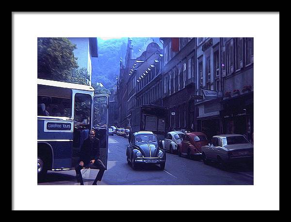 Vintage Travel Street Open Bus Door - Framed Print
