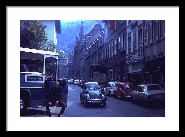 Vintage Travel Street Open Bus Door - Framed Print