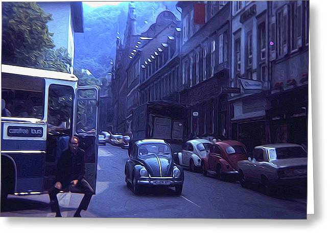Vintage Travel Street Open Bus Door - Greeting Card