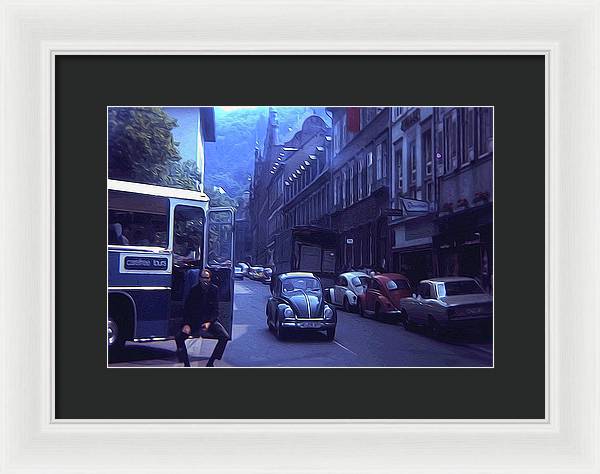 Vintage Travel Street Open Bus Door - Framed Print