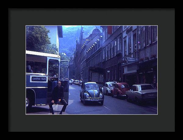 Vintage Travel Street Open Bus Door - Framed Print