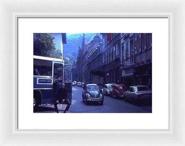Vintage Travel Street Open Bus Door - Framed Print
