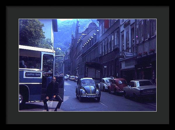 Vintage Travel Street Open Bus Door - Framed Print