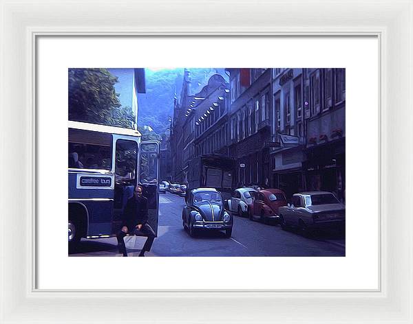 Vintage Travel Street Open Bus Door - Framed Print