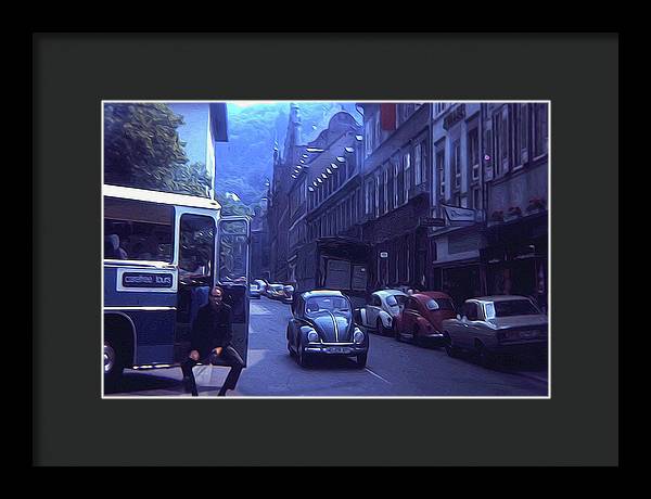 Vintage Travel Street Open Bus Door - Framed Print