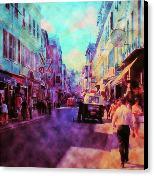 Vintage Travel Street Scene 1969 - Canvas Print