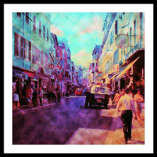 Vintage Travel Street Scene 1969 - Framed Print