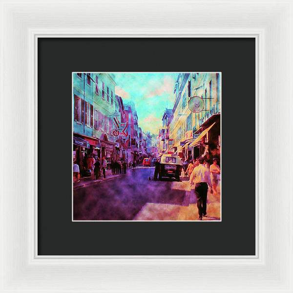 Vintage Travel Street Scene 1969 - Framed Print