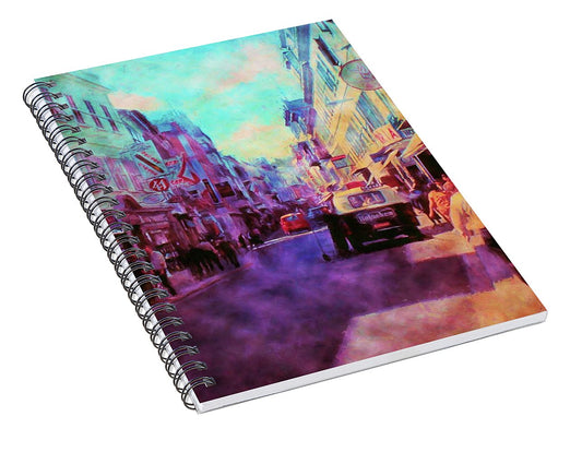 Vintage Travel Street Scene 1969 - Spiral Notebook