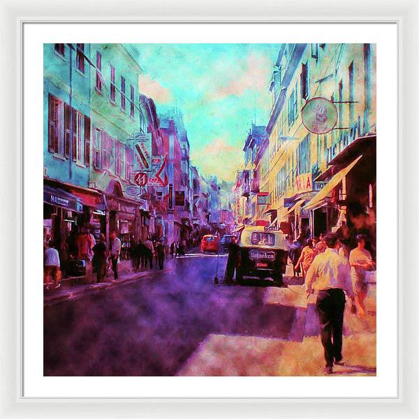 Vintage Travel Street Scene 1969 - Framed Print